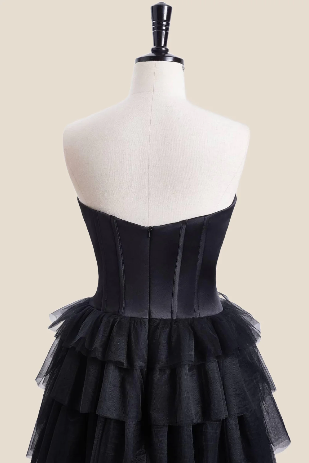 Sweetheart Black Tiered A-line Short Dress - Image 5