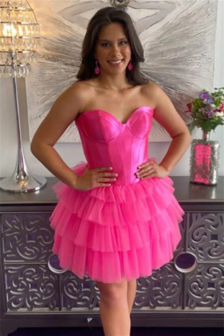 Sweetheart Black Tiered A-line Short Dress - Image 9