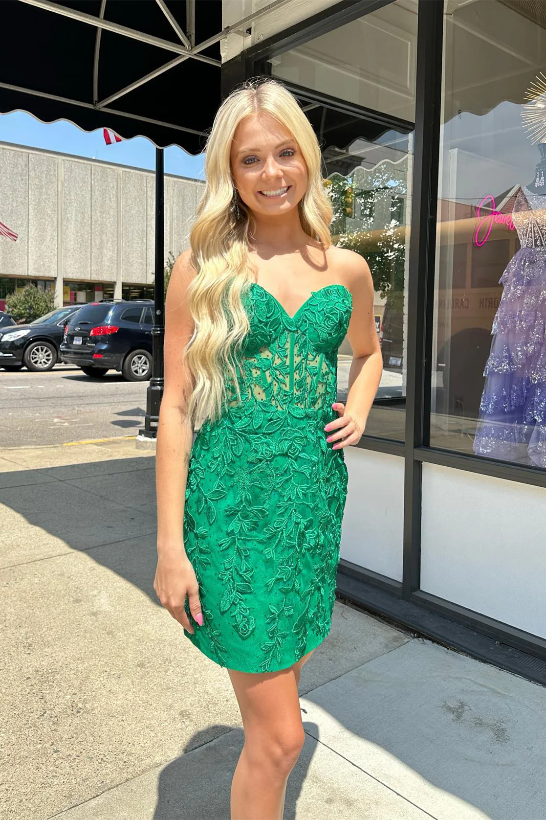 Sweetheart Lavender Lace Bodycon Mini Dress - Image 10