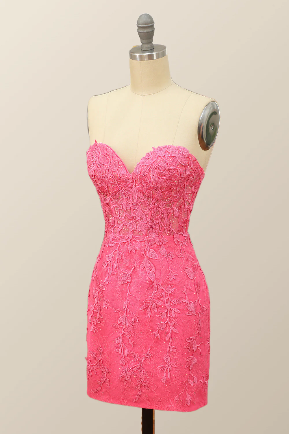 Sweetheart Lavender Lace Bodycon Mini Dress - Image 3
