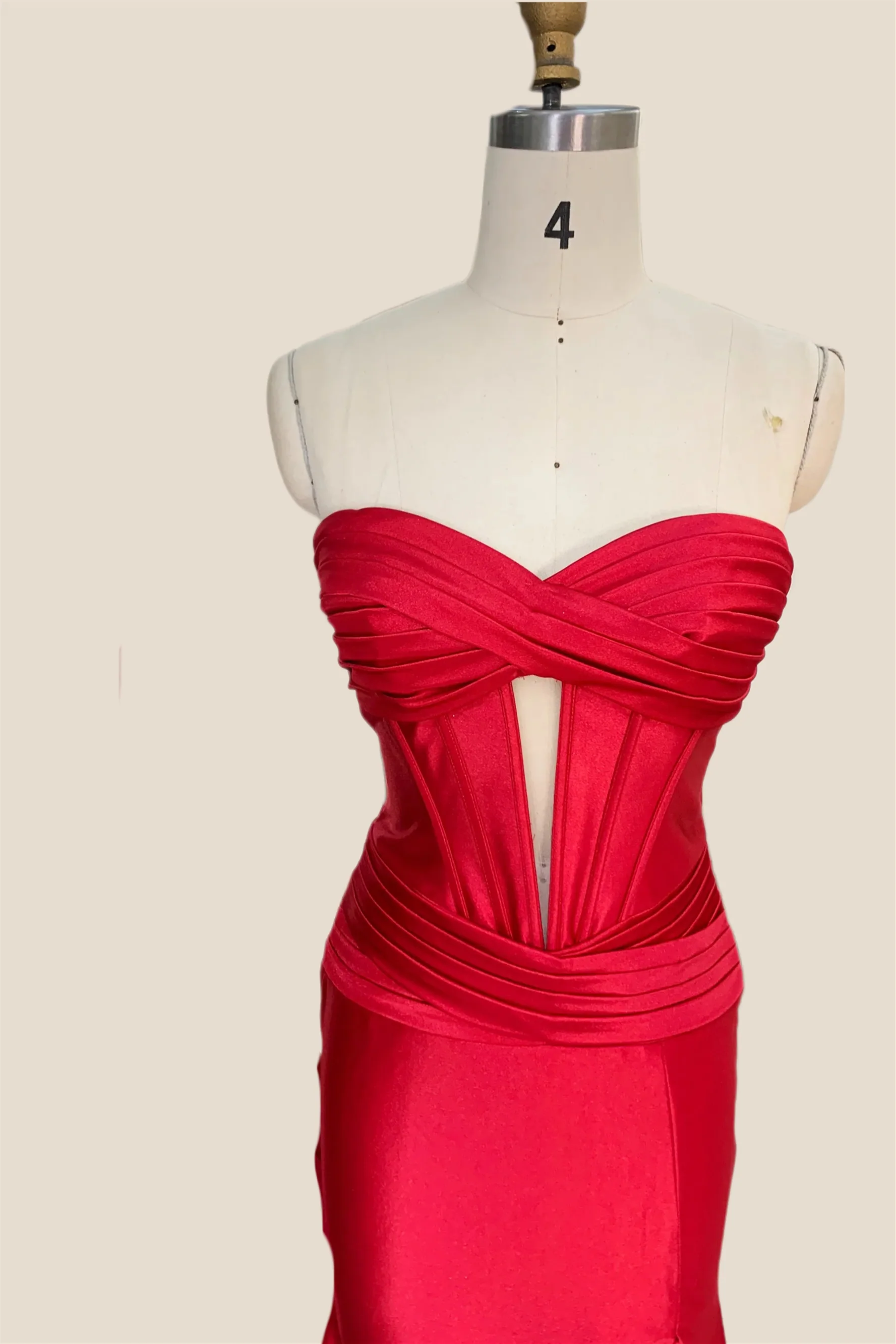Sweetheart Red Ruched Mermaid Long Dress - Image 10