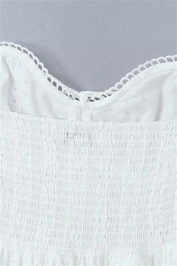 Sweetheart White Button Front Short Dress - Image 11