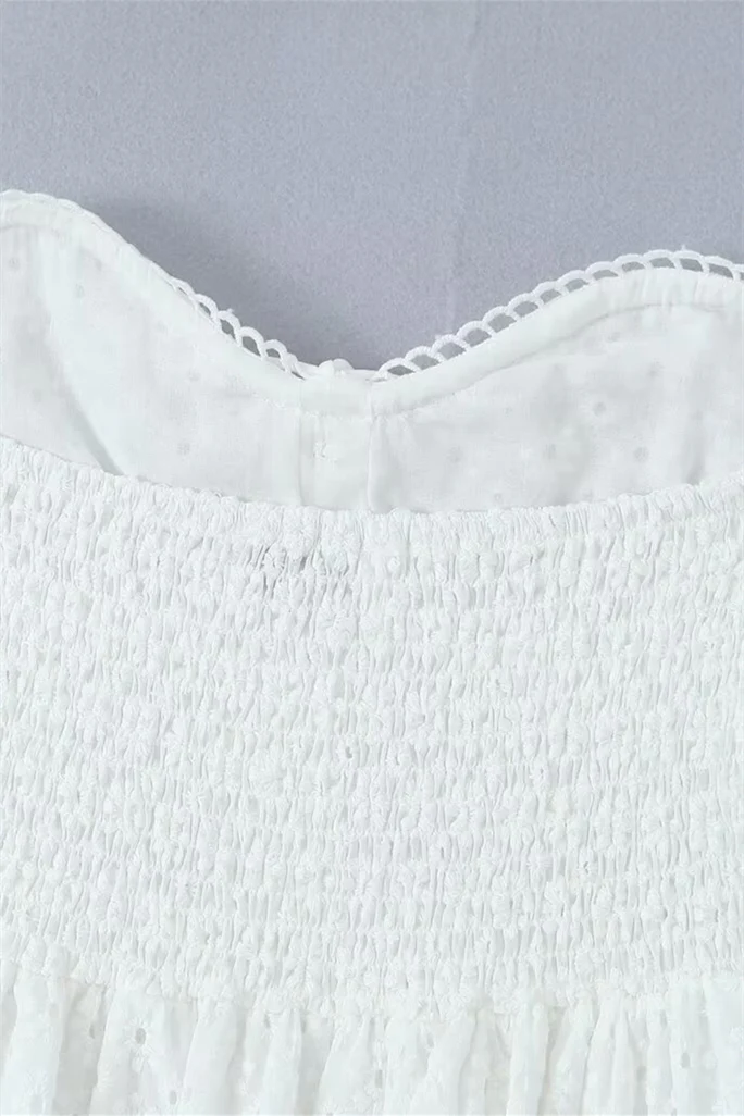 Sweetheart White Button Front Short Dress - Image 4