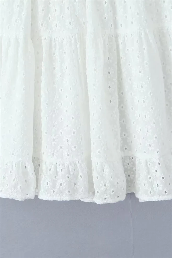 Sweetheart White Button Front Short Dress - Image 7