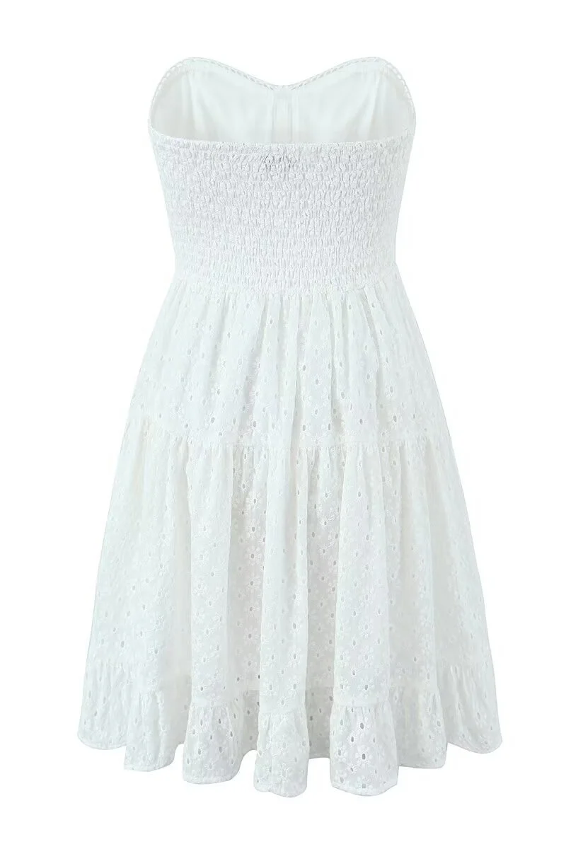 Sweetheart White Button Front Short Dress - Image 9