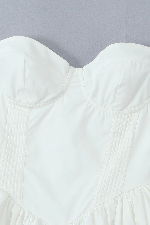 Sweetheart White Ruched Short Summer Dress - Image 3