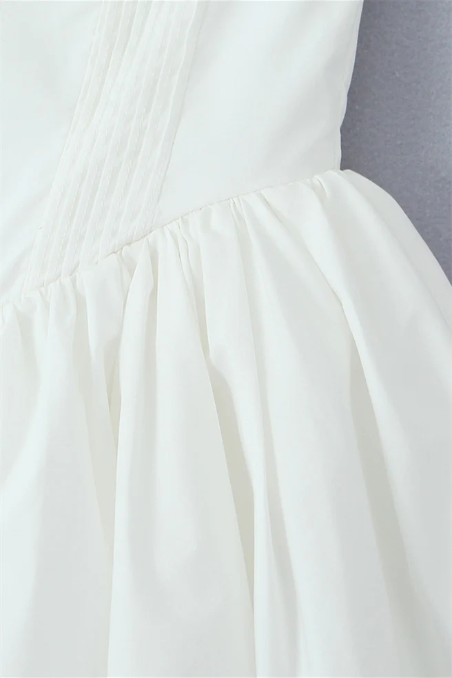 Sweetheart White Ruched Short Summer Dress - Image 5