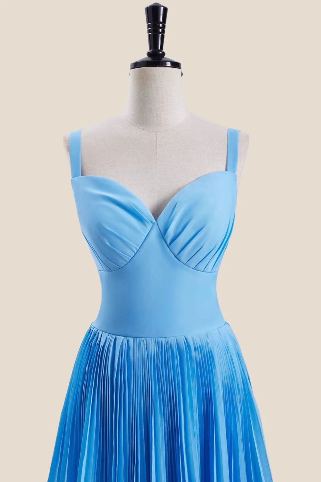 V Neck Blue Empire Tiered Long Bridesmaid Dress - Image 5