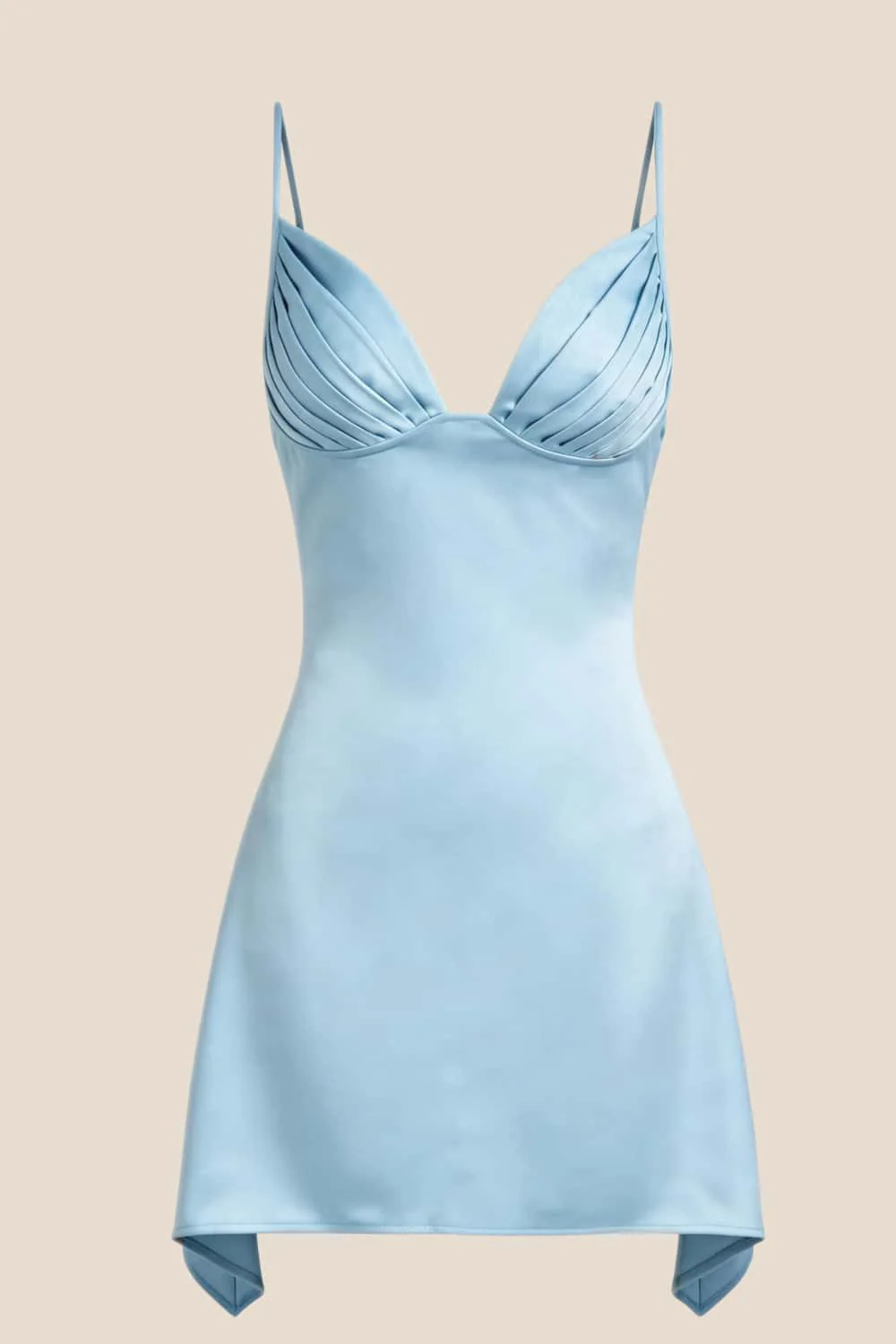 V Neck Blue Satin Short Homecoming Dress - Image 3