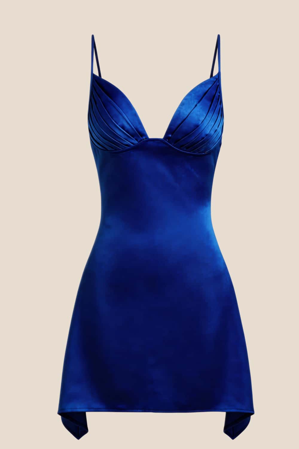 V Neck Blue Satin Short Homecoming Dress - Image 8