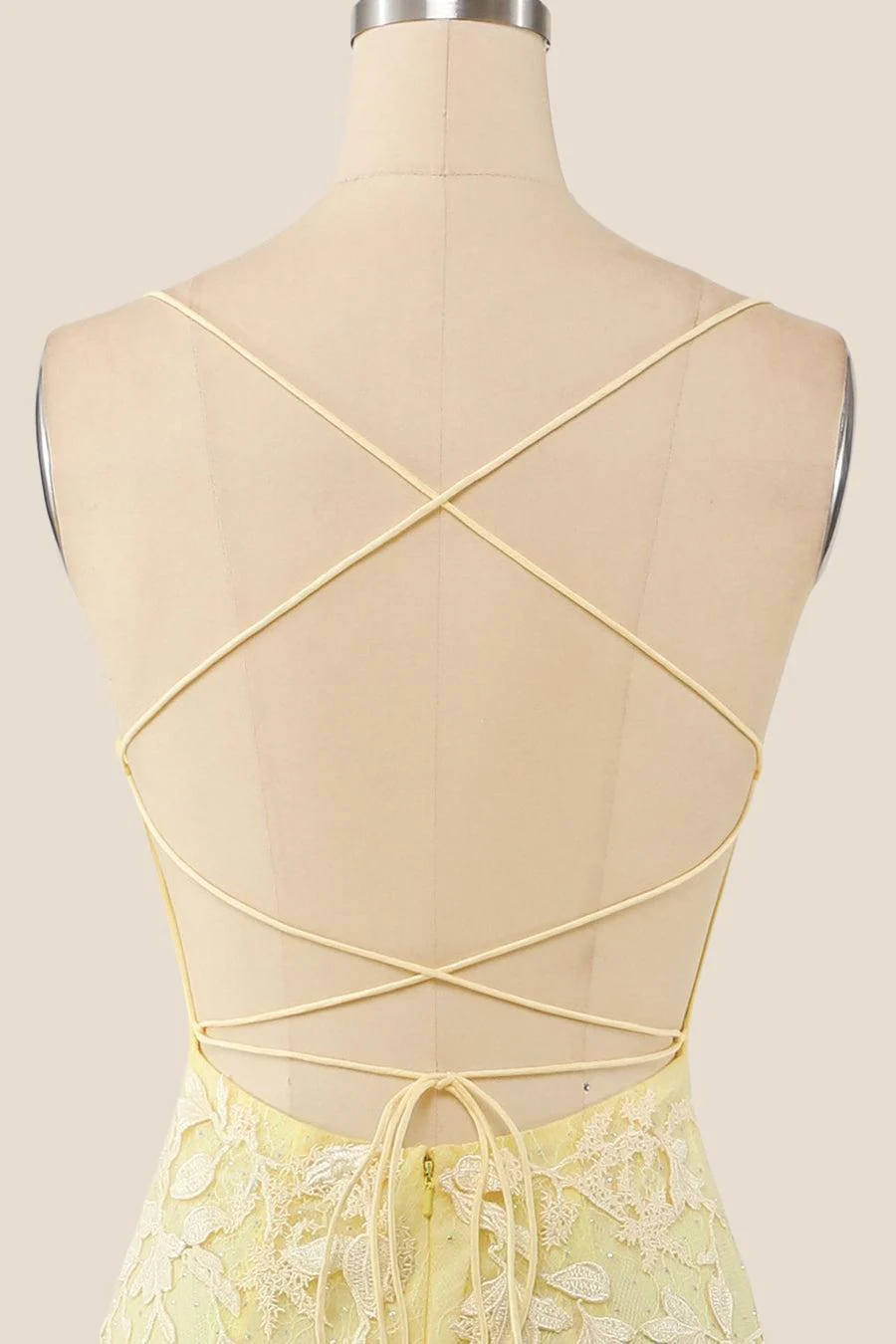 Yellow Mermaid Lace Appliques Long Formal Dress - Image 5