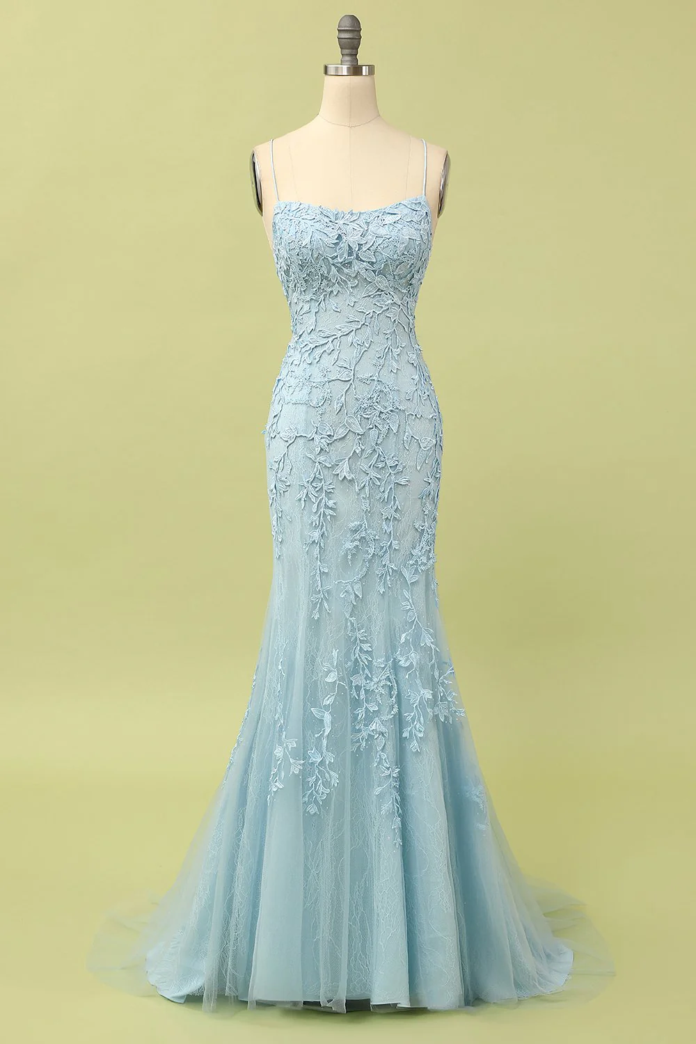 Yellow Mermaid Lace Appliques Long Formal Dress - Image 7